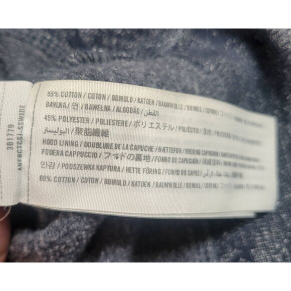 HOLLISTER Fleece Lined Hoodie Sweatshirt Mens Unisex Sz M Navy-Gray Chambray Cot - Picture 5 of 5